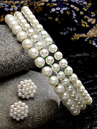Image of Karatcart Pearl Multilayer Beaded Choker Necklace Set for Women