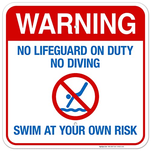 Señal No Lifeguard On Duty No Diving 18x18 in miniatura 1
