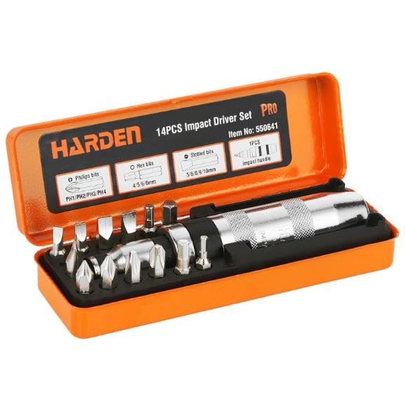 Harden 14Pcs Impact Driver Bit Set Multi-purpose High Hardness Professional Hand Tool Set - 550641 (B0C6YDPYXL) Amazon Price History, Amazon Price Tracker