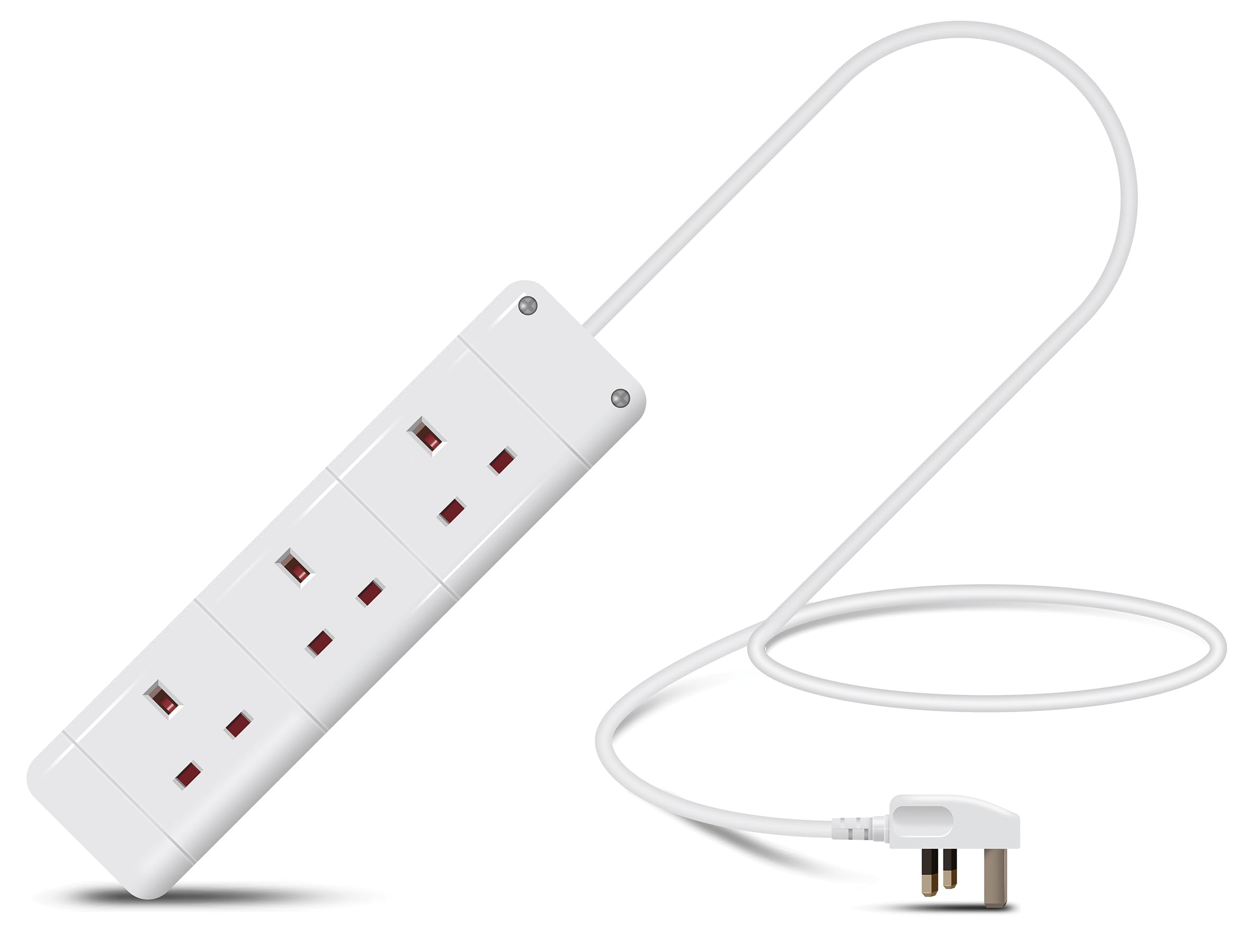 Eagle Three Gang Mains Power 13A Extension Socket to 13A UK Plug Lead Cable, British Standards BS1363 0.5m