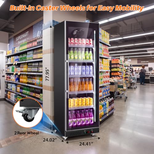 Image of 15Cu.Ft Commercial Refrigerator, Glass Door Display Beverage Cooler Fridge