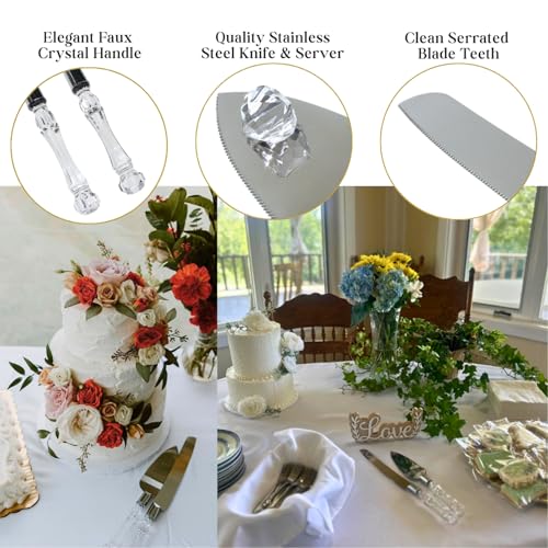 Adorox Cake Knife and Server Set Acrylic Stainless Steel Faux Crystal Handle Holiday Thanksgiving Christmas - Image 3