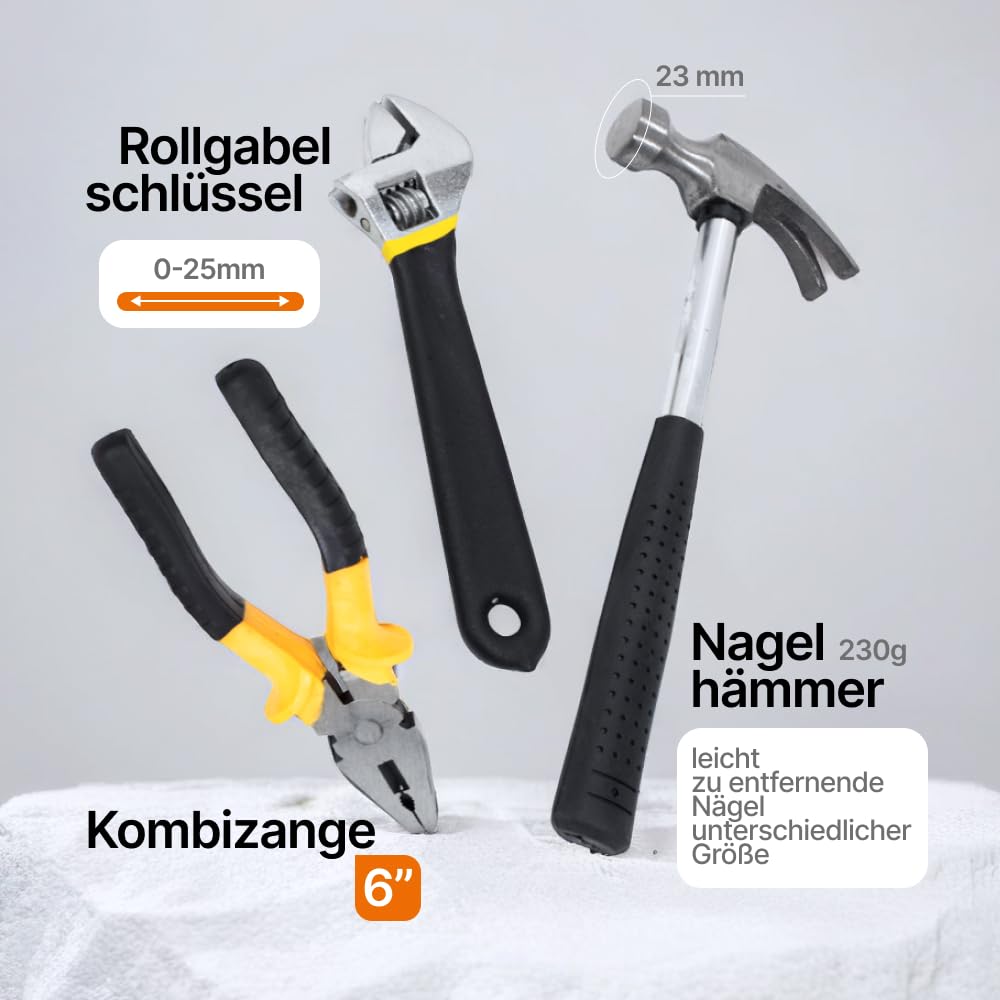 Werkzeugkoffer gefüllt profi, Meister werkzeugkoffer, Werkzeugkasten gefüllt,16-teilig, Robust und hochwertig, Feinmechaniker werkzeug set, Werkzeugbox gefüllt