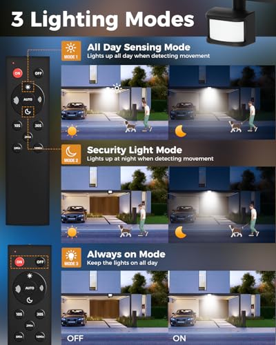 Security Lights Outdoor Motion Sensor, 30W Led Pir Floodlight with Remote Control, 6500K Cold White IP66 Waterproof Outside Wall Light Mains Powered for Garage Backyard Garden Doorway - Image 4