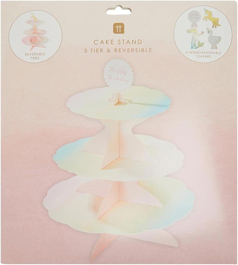 Talking Tables We Heart Pastels, 3 Tier Reversible Cake Stand, Paper, H37.5 x W30cm (complete with 4 different toppers)