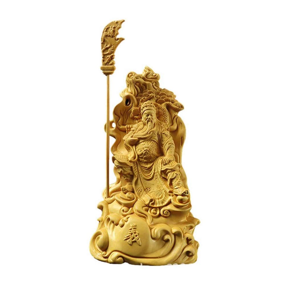 YNIYUJKL Feng Shui Ornaments Boxwood Meditative Decoration Buddha Sculpture Home Craft Wucai Shenguan Public Relations Second Master