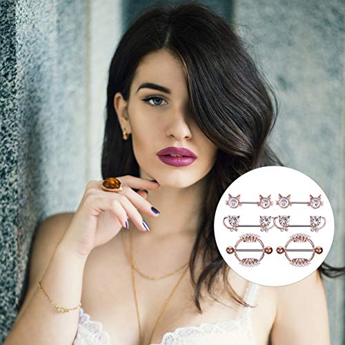 ARTIBETTER 3 Pares de Anéis de Mamilo Parafuso de Aço Inoxidável Mamilo Anel de Língua Halteres Mami