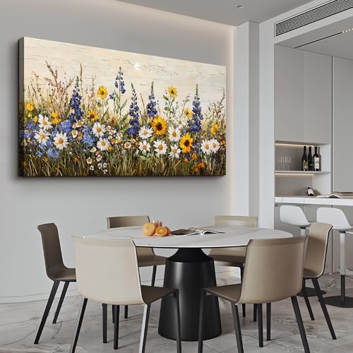 ERQINHUA Farmhouse Wall Decor For Living Room Large Canvas Wall Art For Bedroom Office Decorations Boho Wall Paintings Flowers Watercolour Pictures Printing Artwork Ready To Hang Home Decor 30"X60"