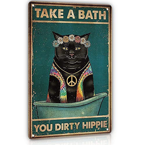 Metall-Blechschild mit schwarzer Katze - Remember to Wipe Cover