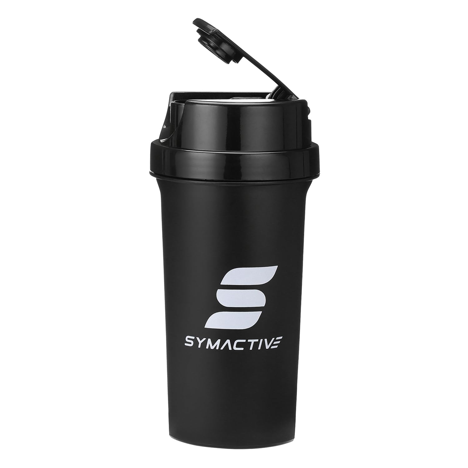 Amazon Brand - Symactive Leakproof Unbreakable Sports Shaker Bottle with Strainer, Anti Odour Large Spout & Flip Lid, BPA-Free (Color: Black, 700 ml),Plastic - Image 7 thumbnail