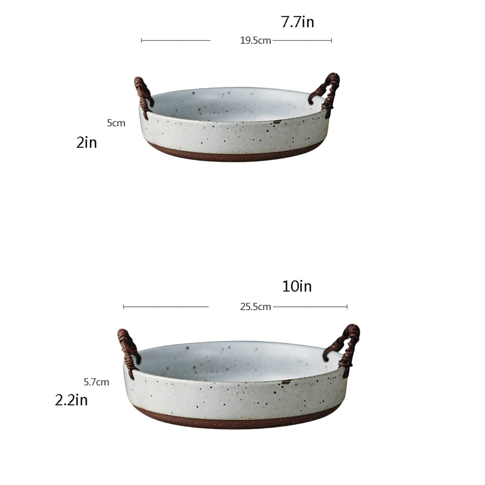 Ceramiczne talerze do serwowania Talerze do serwowania z uchwytami Okrągła taca Jedzenie Talerze śniadaniowe Talerze stolików kawowych (Color : A)