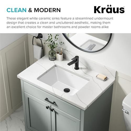 Kraus KCU-244 Elavo 20.25 Inch Rectangular Porcelain Ceramic Undermount Bathroom Sink In White thumb #4