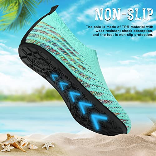 Image of ANLUKE Water Shoes for Women Men Quick-Dry Swim Shoes for Pool & Beach | Breathable knit upper with a flexible barefoot feel; ideal for pool, beach, swim, yoga or slippers.