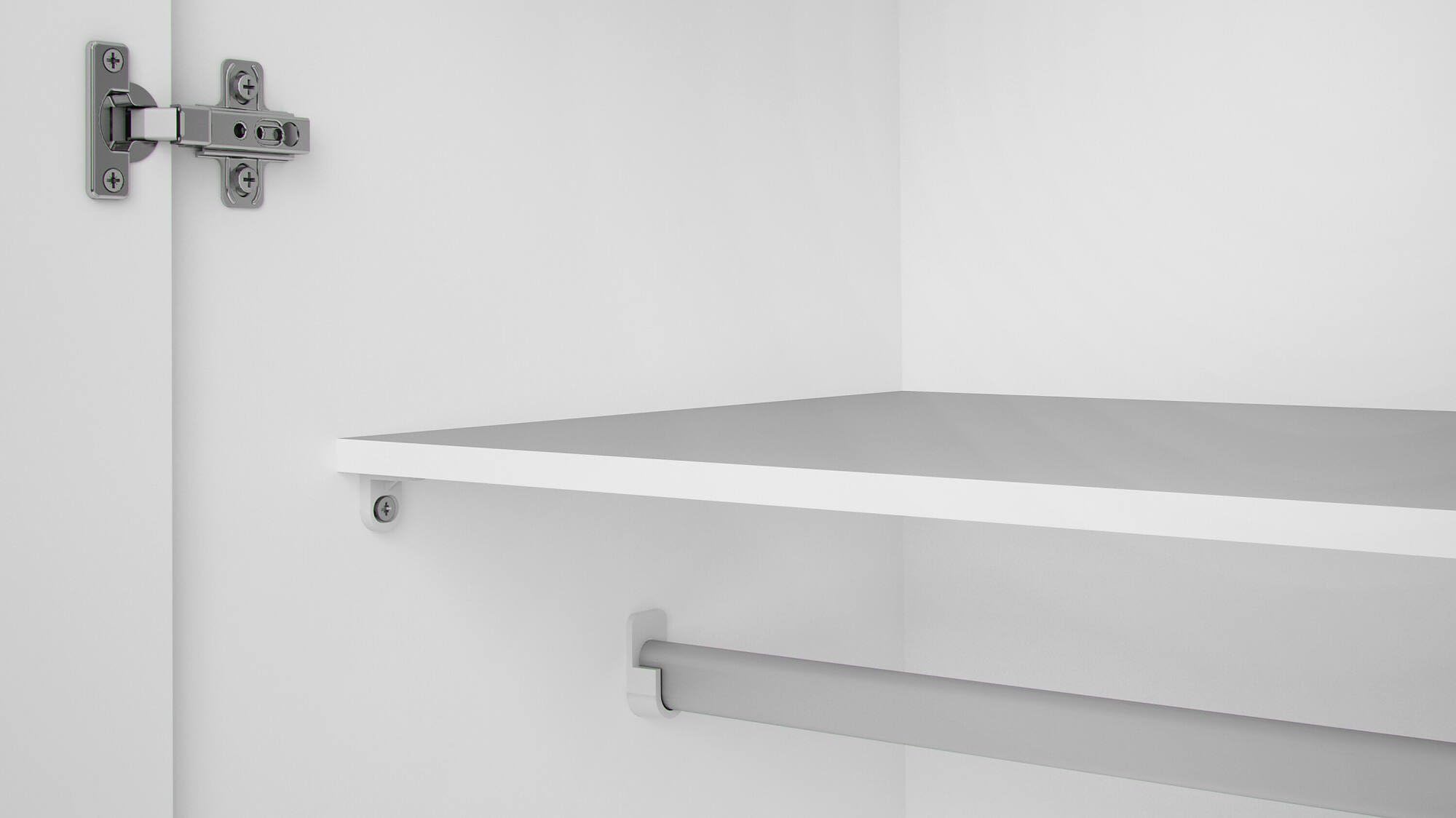 Dmora Armadio Guardaroba Ante battenti con Due Ripiani Interni e Barra Appendiabiti, Colore Bianco, cm 77 x 175 x 49, 3