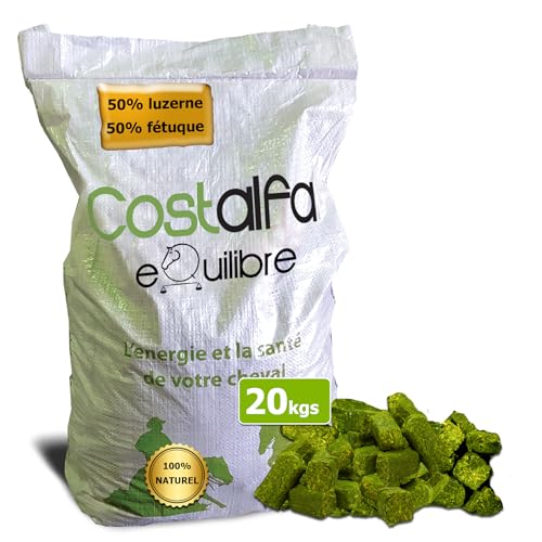 Costalfa Equilibre 20 kg, 3 x 20 kg, Pferdefutter, Nahrung für Pferde, Mischung aus Luzerne und Schwingelheu, Hochfutter für Pferde, stärkt das Immunsystem