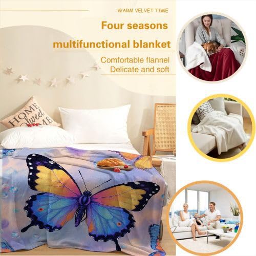 Manta Polar 220 x 240 Mariposas, Mantas para Cama 105 de Franela Cálida y Cómoda para Niños y Adultos, Mantitas para Sofá Reversible para Cubre Sofa Colchas, Fácil de cuidar_7919a