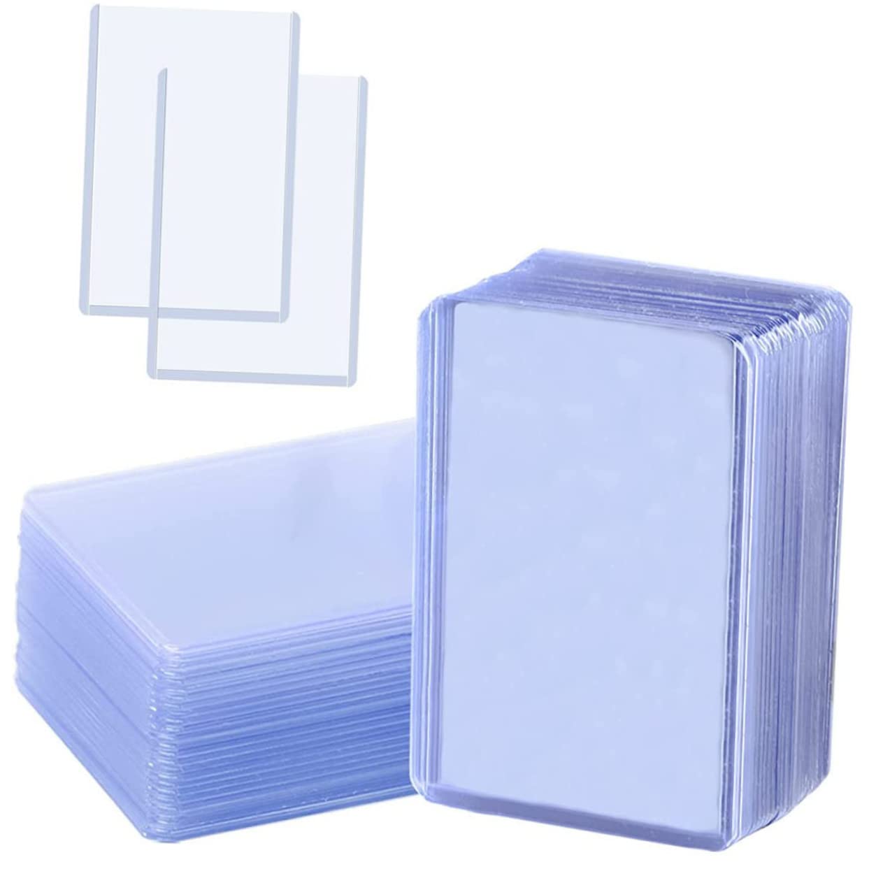 ibasenice 100 Bustine Protettive per Carte da Gioco in Pvc Blu, Resistenti All’attrito e Riutilizzabili, Custodia Trasparente per Collezioni e Carte da Trading