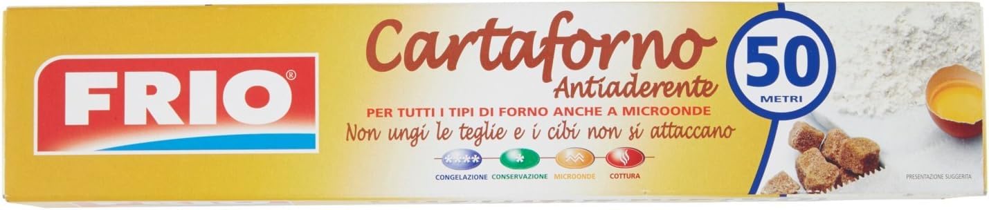 FRIO Rotolo Carta Forno 50 m x 33 cm Antiaderente Biodegradabile per Forno e Pizze