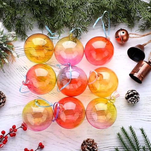 Sosation 6 Pcs Colorful Glass Christmas Ornaments Balls 3.15 Inch...