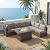 7 Piece Patio Furniture Set with 42" Fire Pit Table Outdoor Sectional Conversation Sofa Set with Coffee Table and Comfortable Cushions, Grey