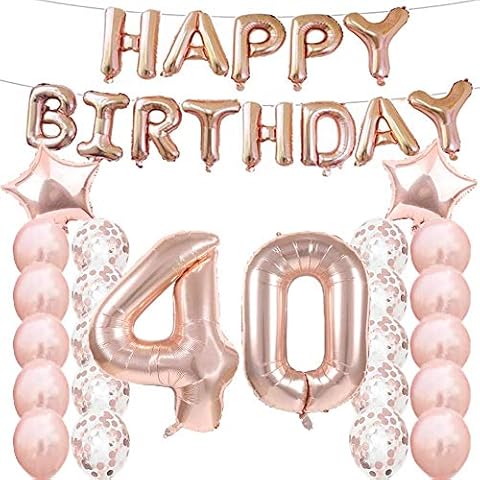LZGQXF 40th Birthday Decorations Party Supplies,40th Birthday Balloons Rose Gold,Number 40 Mylar Balloon,Latex Balloon Decoration,Great Sweet 40th Birthday Gifts for Girls,Photo Props Cover