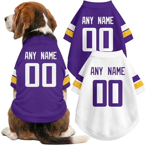 Image of Minnesota Dog Clothes Jersey Style Personalized Pet T Shirt with Custom Name Number for Small Medium Large Dogs