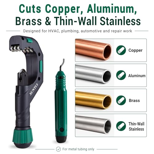 Image of Large Pipe Cutter, 1 /4 inch-2-3 /4 inch OD Tubing Cutter Kit | For Copper, Aluminum, Brass & Thin-Wall Stainless, Includes Deburrer, Spare SKD11 Wheel & HSS Blade