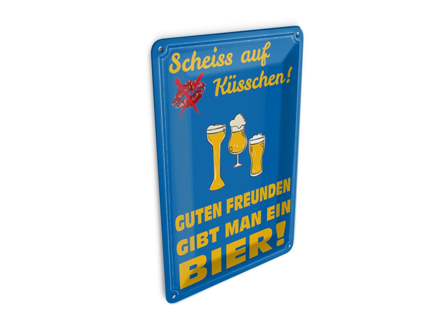 Femer Tin Postcard with German Text "Scheiß auf Küsschen gib ein Bier gib ein Bier" [German Language] [German