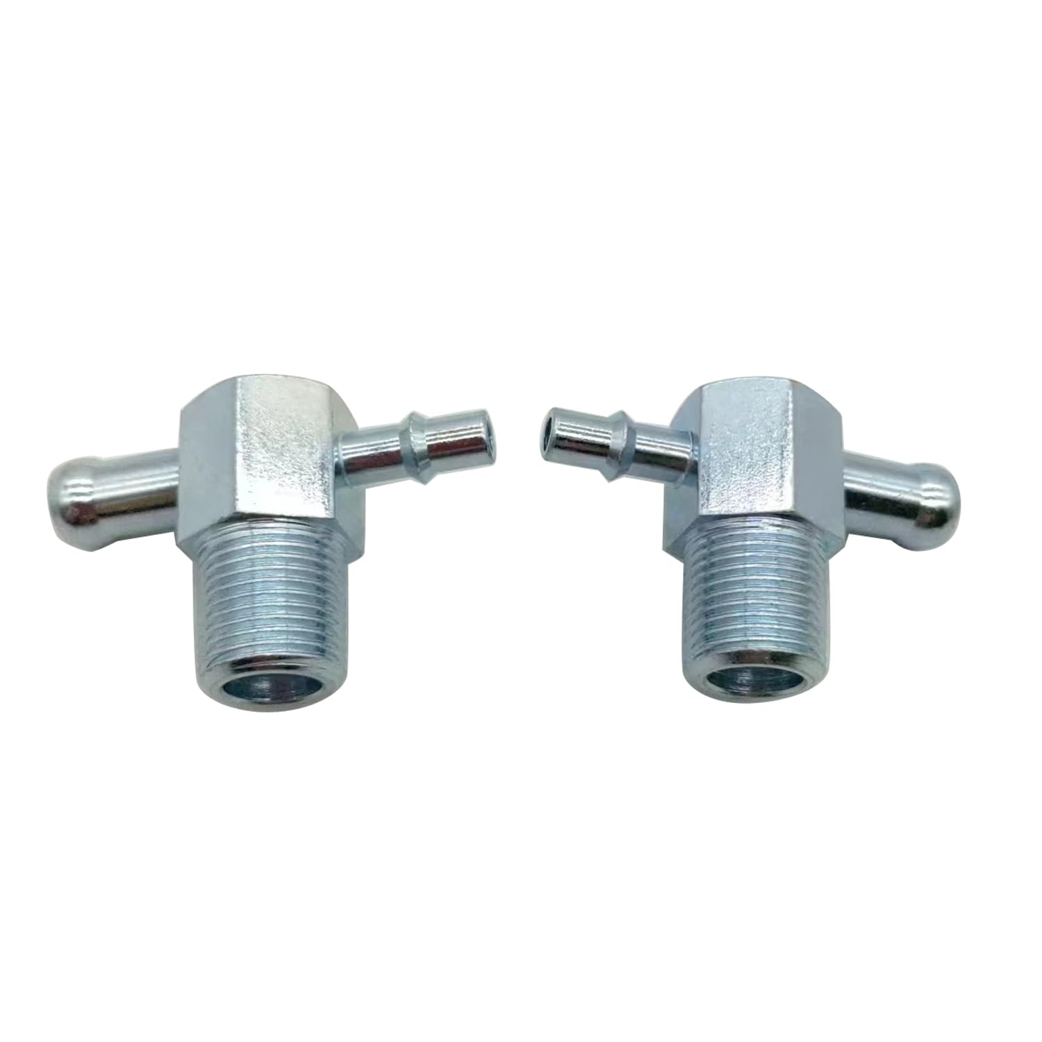 2 PCS/SET SHLPDFM Steel Zinc Plated Intake Manifold Vacuum T Fitting 3/8" NPT Thread 1/4" & 3/8" Nipple
