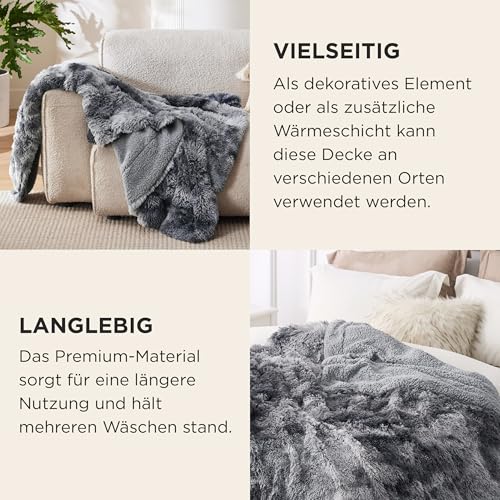 BEDSURE Kuscheldecke - Flauschig Decke, Warm Sherpa Sofadecke, Dicke Felldecke, Couchdecke, Flauschige Kunstfelldecke, Wohndecke für Couch, Grau, 150x200 cm