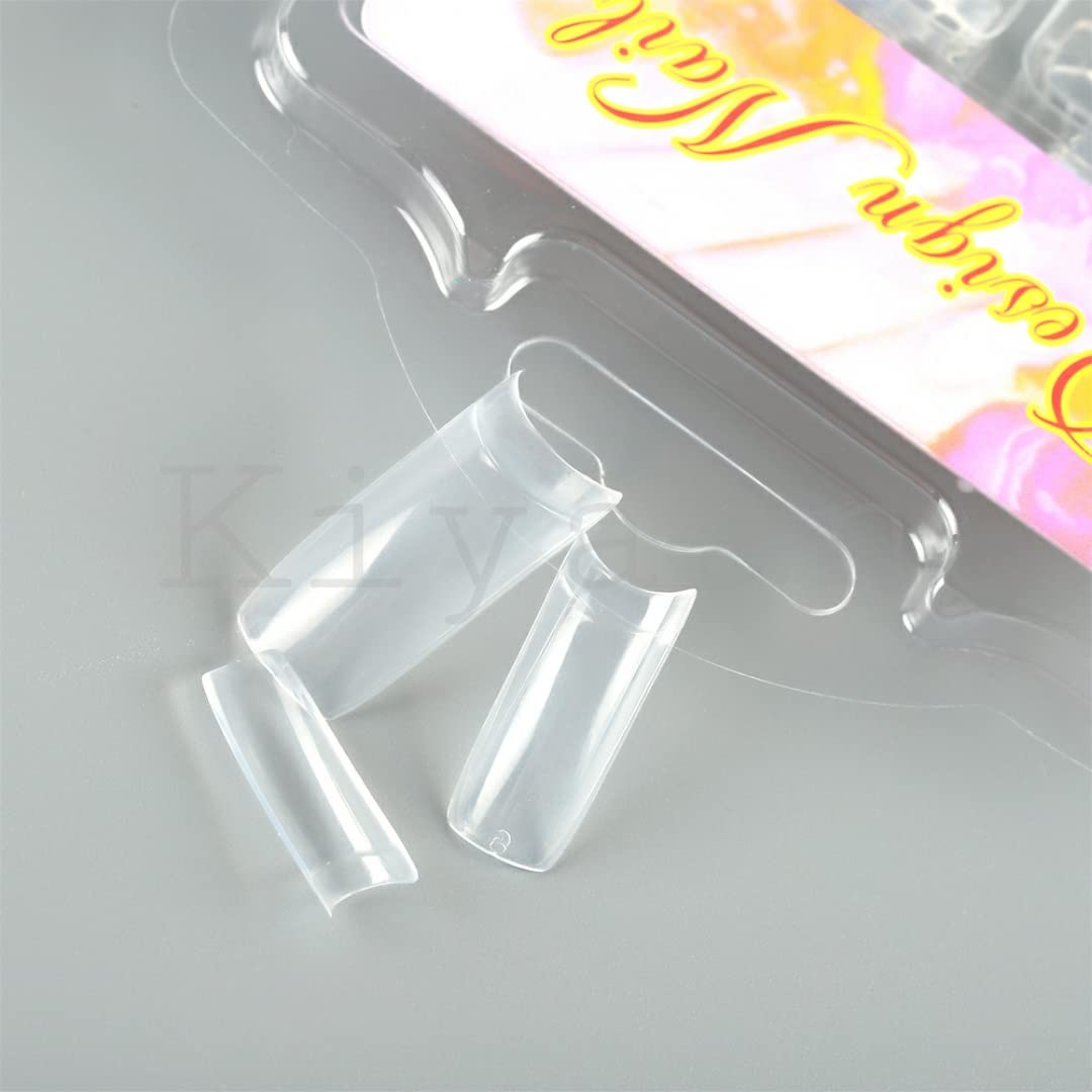 Kiyaan Clear False Nails Tips Box of 10 Sizes Nail Extension Form 100pcs Poly Gel Acrylic Mold Artificial Dual Forms System UV DIY Polish Manicure Tool 100PCs/Fingernails Full Cover French Tip 3