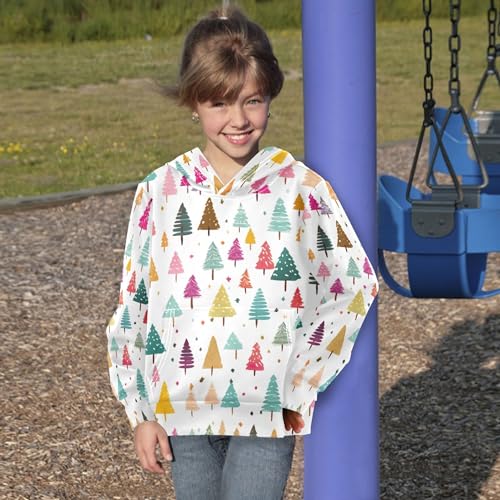 Kids Hoodies Sweaters Christmas Xmas Trees Hooded Sweatshirts with Big Pockets for Boys Girls B04002864