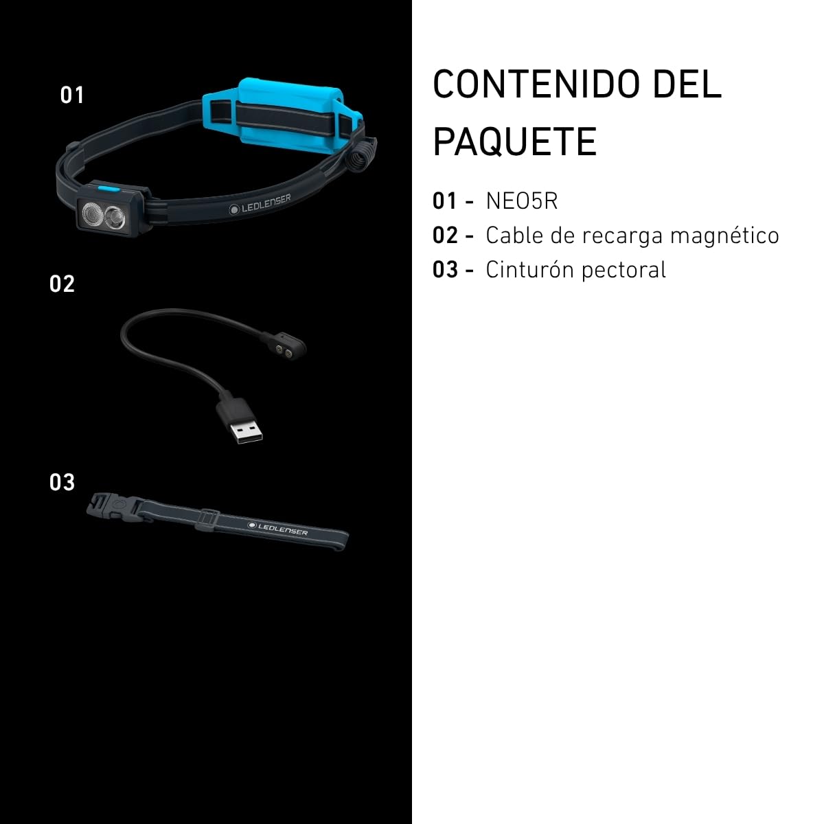 Ledlenser NEO5R Linterna Frontal Recargable, 600lm, 104g, IP54, Running