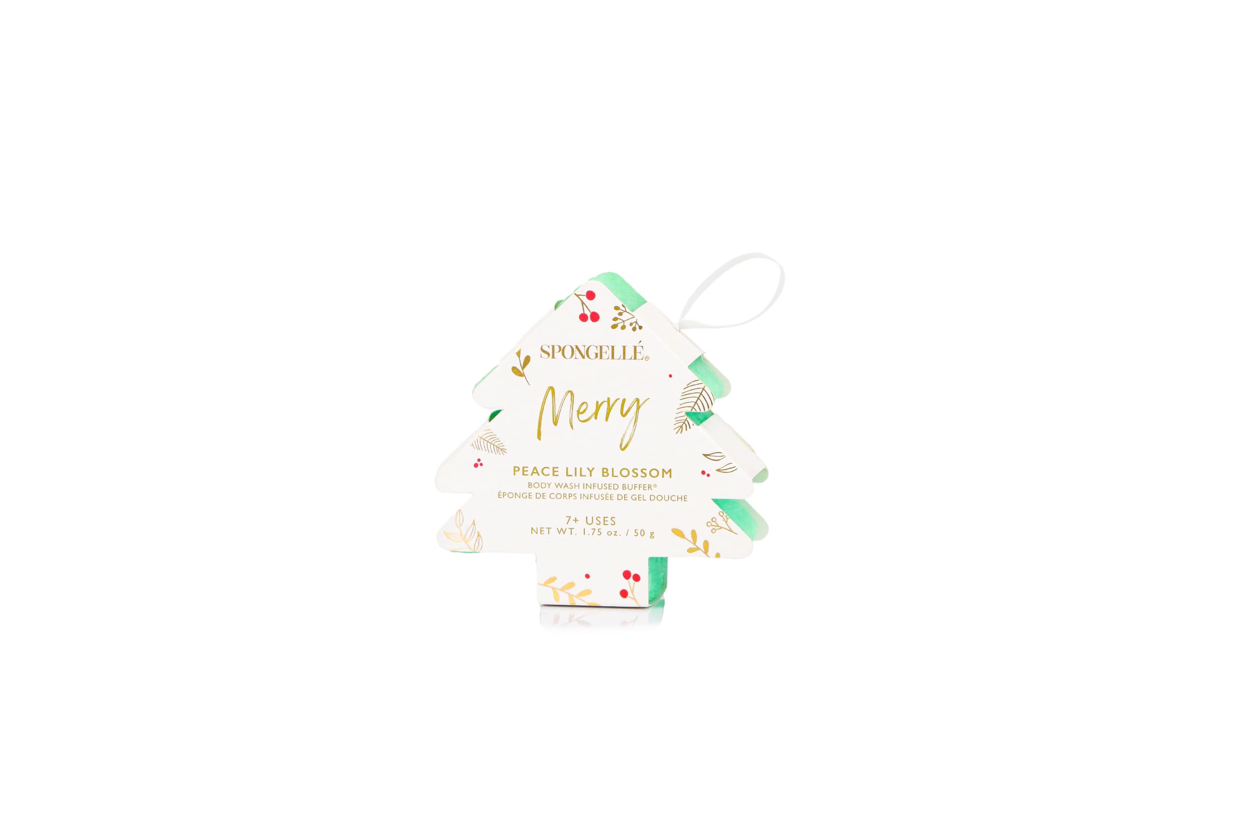 Spongellé Holiday Collection Body Wash Infused Buffer, Merry (Peace Lily Blossom), 50 g (Pack of 1)