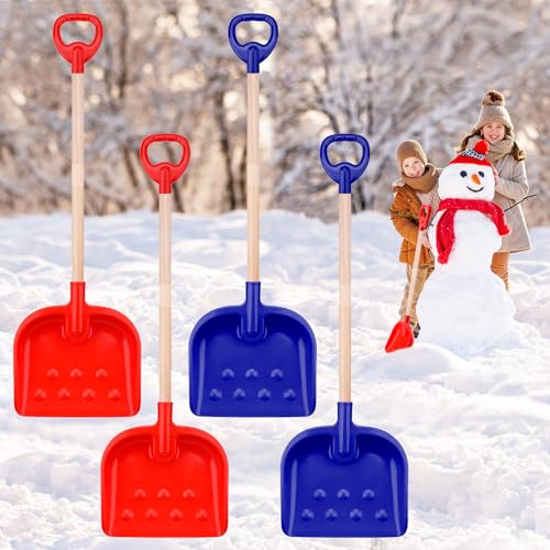4 Pcs Kids Snow Shovel 30 Detachable Kids Digging Snow Shovel with Plastic Scoop & Wood Handle Portable Kids Shovels for Outdoor Yard Garden Activities Driveways Snow Removal Road Beach