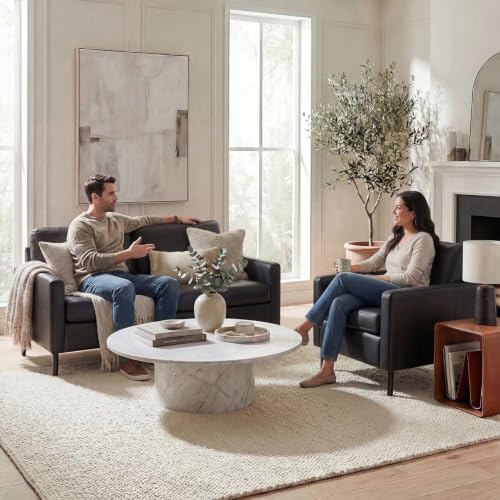 Image of STHOUYN Modern 2 Piece Faux Leather Couch and Chair Set, 56 Inch, USB Ports