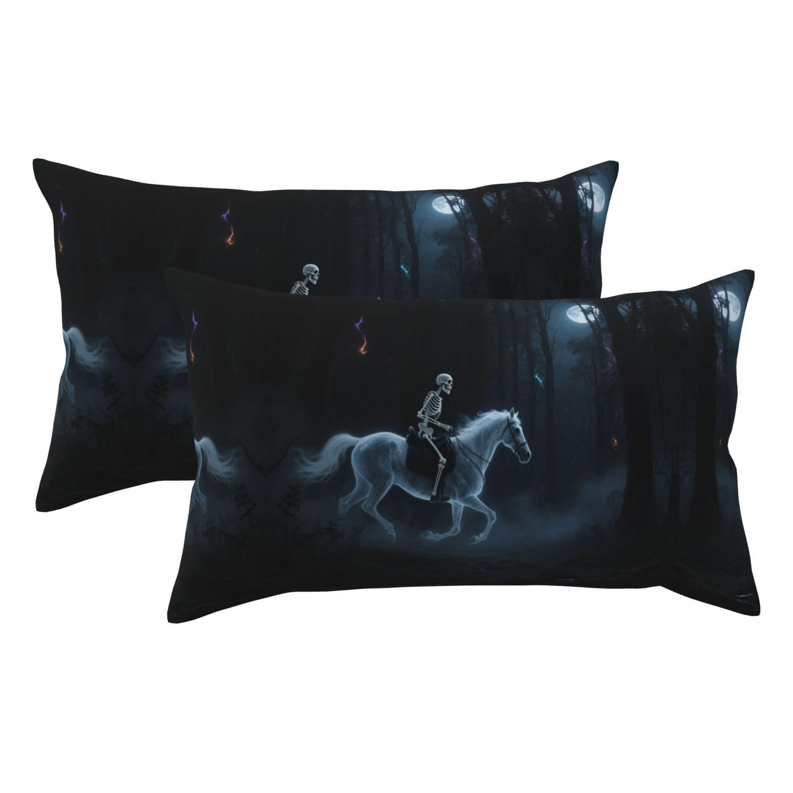 Skull Luxury King Pillowcases Set of 2, Plush Velvet Feel Pillow Covers with Hidden Zipper, Skin & Hair Friendly, 20x36 Inches Pillow Cases for Sleeping Gift