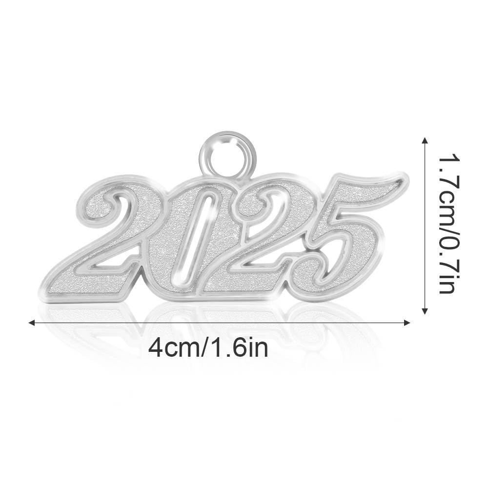 2025 Graduation Tassel Charm - Silver Year Charm for Cap Decorations and Memorial