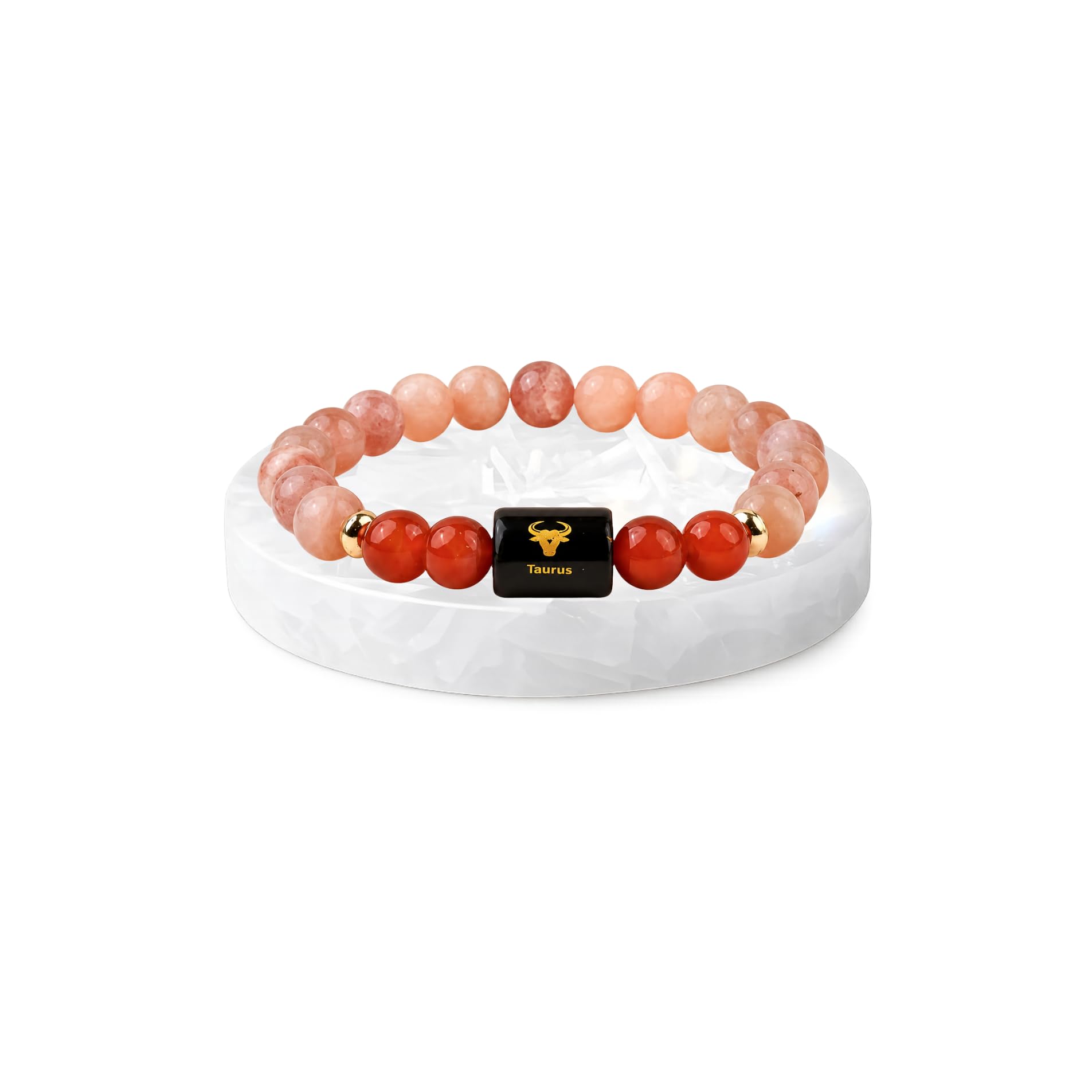Tauras (वृषभ राशि) Zodiac Bracelet With Salenite Plate | Sunstone & Red Carnelian | For Inner strength & Emotional Stability| Astrology Bracelet For Men & Women | Gift for Men & Women-image-24