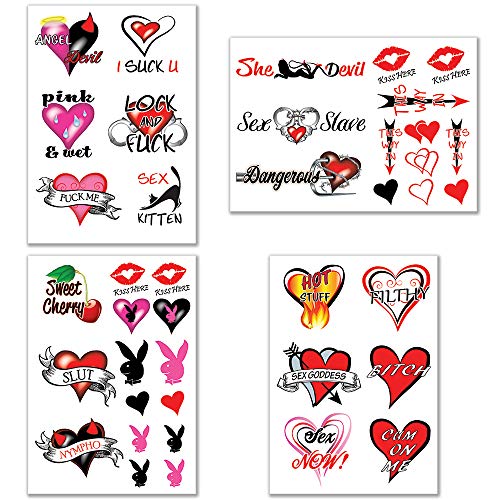 40+ Sexy Naughty Temporary Tattoos for Women Ladies- Adult Fun for Lower Back Legs Arms Butt Stomach