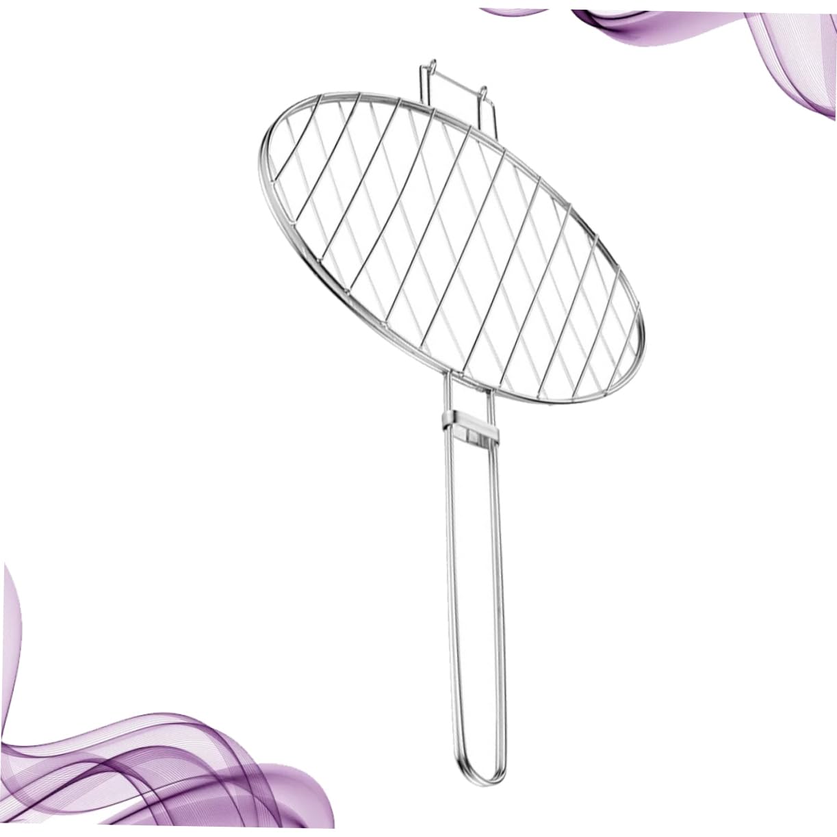 HEMOTON 1pc Stainless Steel Bbq Fish Tongs Large Grilling Surface Bbq Grill Basket for Outdoor Cooking Locking Design Heat-resistant Handle