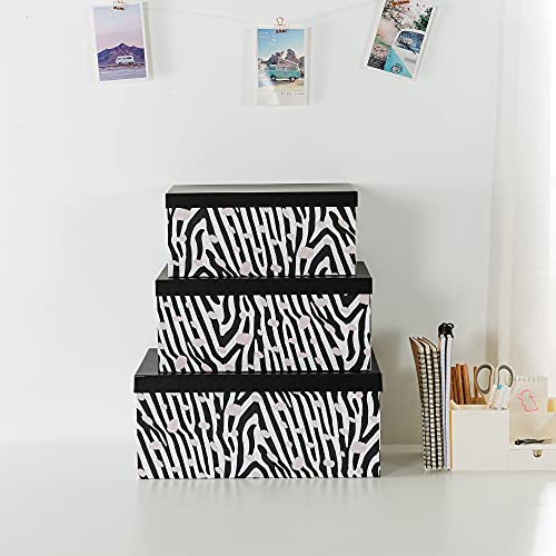 Soul & Lane Decorative Storage Cardboard Boxes With Animal Print - Set Of 3 - Nesting Zebra Keepsake Storage Boxes With Lids For Office, Bedroom, School, Work Brand #TOP2