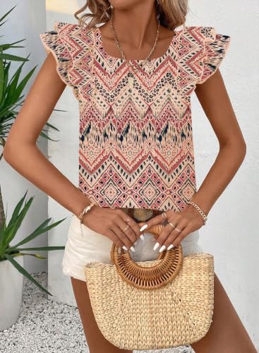 Image of Falechay Womens Bow Tie Back Tops Babydoll Vneck Ruffle Short Sleeve Shirts | Cute Chiffon Blouses, Loose Fit Outfits, Dressy Casual, Hide Tummy, Business Work, Vacation Party Tee, 2026 Trendy, Chic
