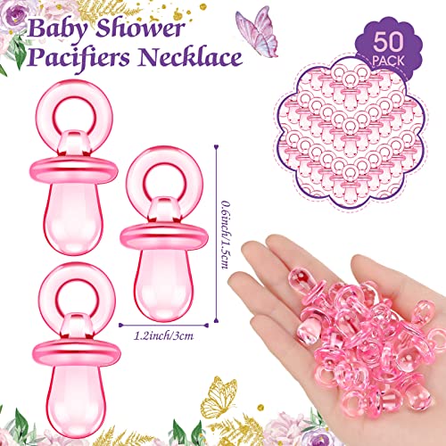 Image of Thyle 51 Pcs Pacifier Hunt Baby Shower Games Include Hunt Sign and 50 Acrylic Pacifiers for Baby Shower Game Decoration Gift Sets Gender Reveal Party Decor(Butterfly)