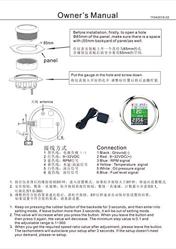Kaolali Adjustable Gps Speedometer Multi-Functional 6-In-1 Digital Gauge Tachometer Voltmeter Oil Pressure Fuel Level Water Temp 0~10Bar Oil Pressure With Alarm 85Mm 9-32V #TOP5