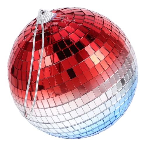 GOOHOCHY Disco Ball Mirror Lightweight Glass Mirror Ball Party Decorations Christmas Wedding Decor Red White Blue