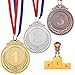 Medallas de Oro 3 Piezas, Medallas para Niños de Metal, Oro/Plata /Bronce Medallas de Ganadores, Dorado Ganador de Estilo Olímpico Premio Medallas para Adultos Fiesta Deportiva Futbol Competiciones