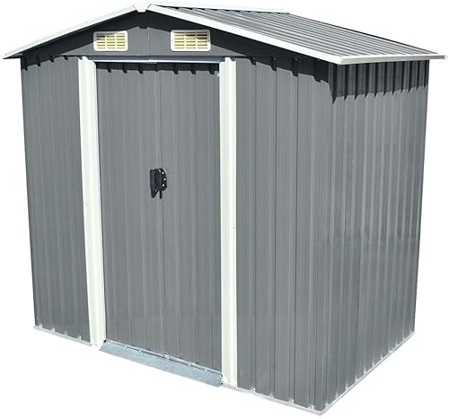 FAMIROSA Cobertizo de almacenamiento de jardín, puertas corredizas dobles para exteriores, cobertizo de herramientas para patio, equipo de cuidado