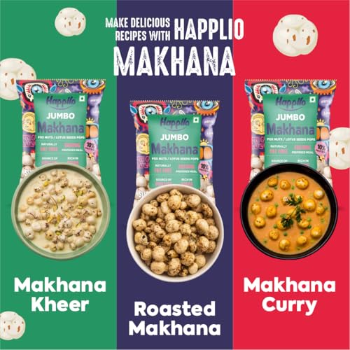 Image of Happilo Premium Jumbo Fox Nuts (Phool Makhana) 100g (Pack of 2) | Lotus Seeds, Gorgon Nuts, Puffed Kernels, Hand-Picked