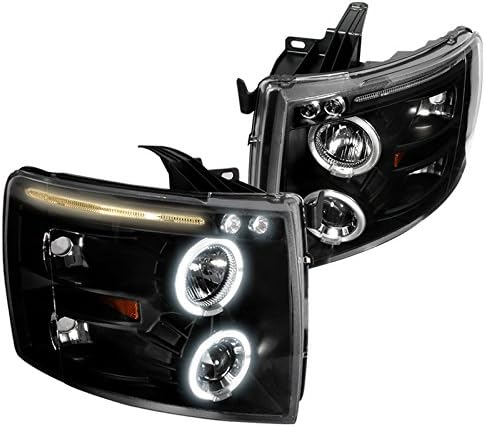 Spec-D Tuning 2LHP-SIV07JM-TM Chevy Silverado Black Led Projector Head Lights